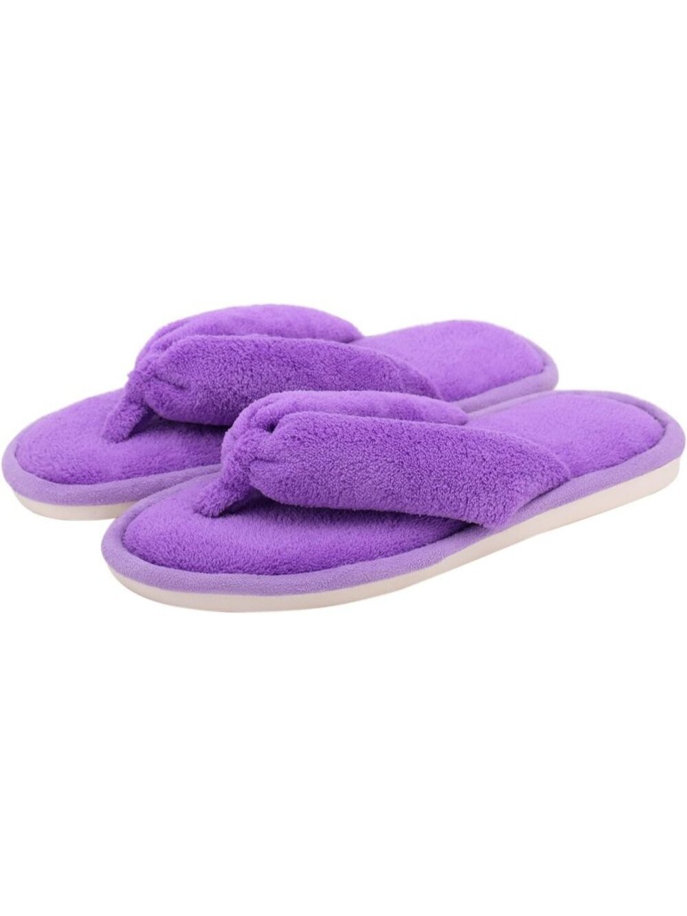 Women's Purple Indoor Memory Foam Soft Faux Fur Nonslip Open Toe Slipper Shoes